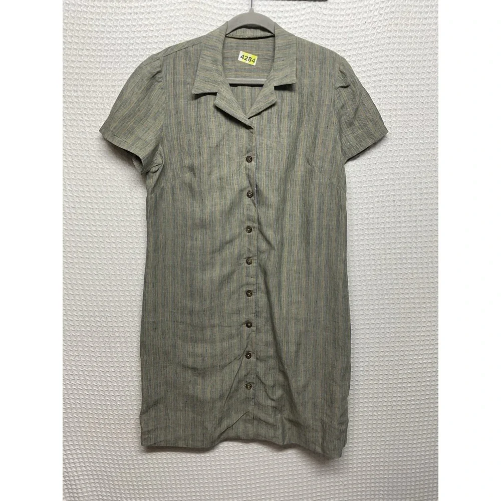Dockers‎ Levi's Linen Dobby Dress Size Medium To Large Brown Striped Button Down